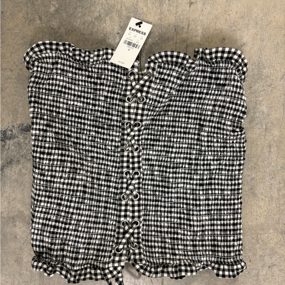 Express Black and‎ White Gingham Top